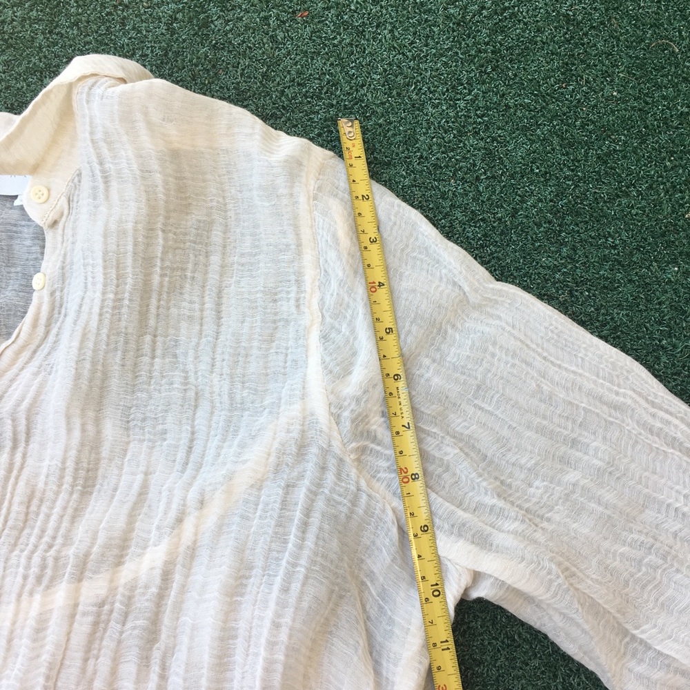 Arje Pleated Tie Front Blouse Cream L - Picture 11 of 12